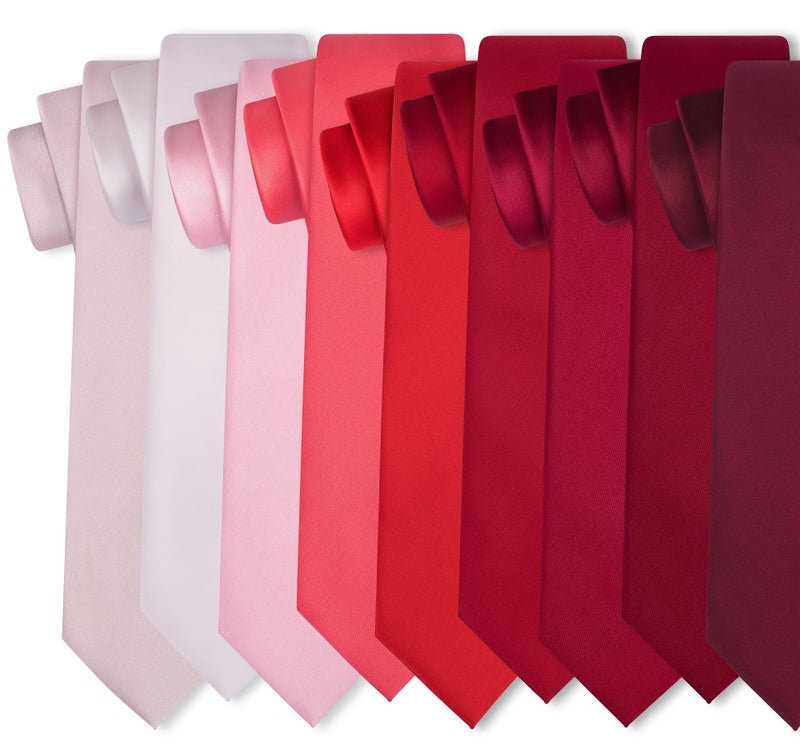 KissTies Pink Solid Tie Satin Wedding Ties Mens Necktie + Gift Box - Image 5